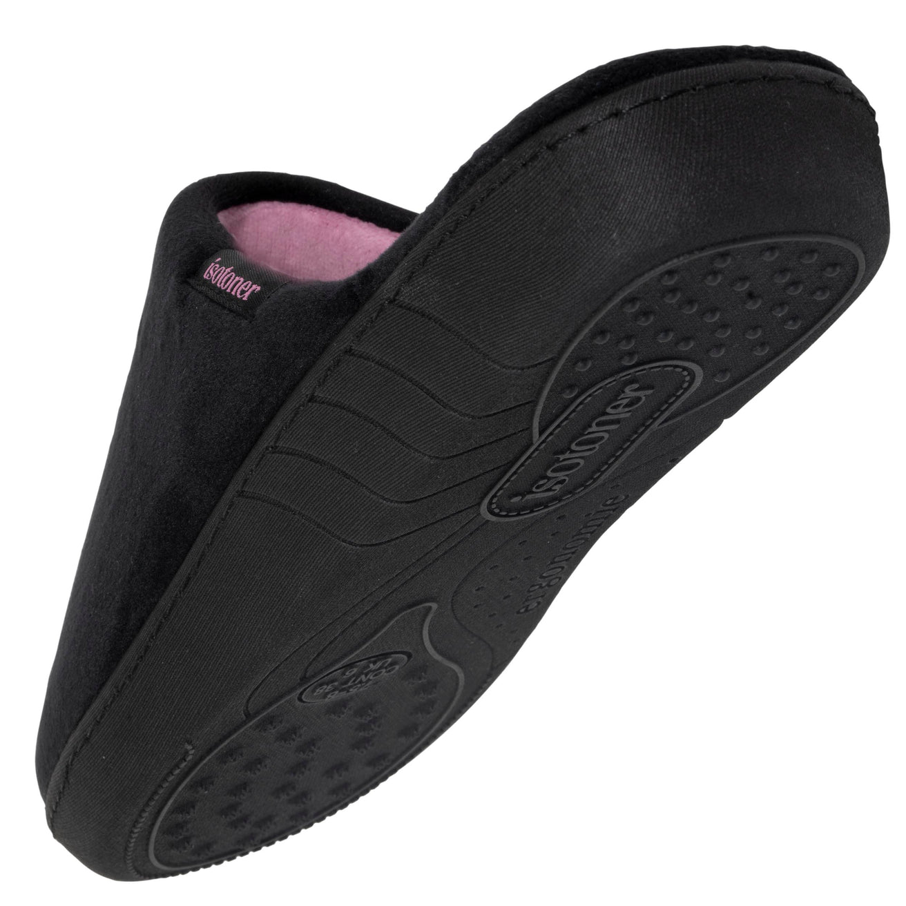 Zapatillas de casa Chinelas Mujer Negro rayas suela confort Isotoner