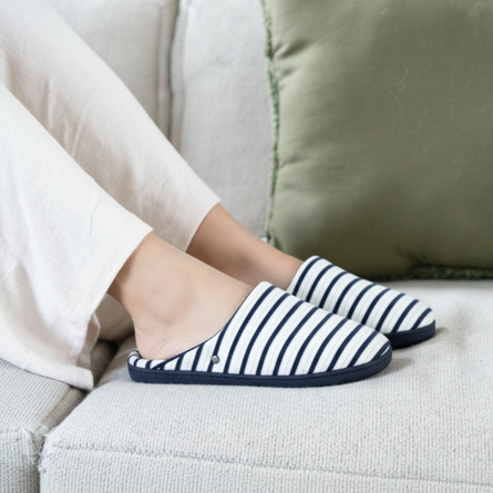 Mujer Chinelas Zapatillas de casa Azul rayas - Isotoner