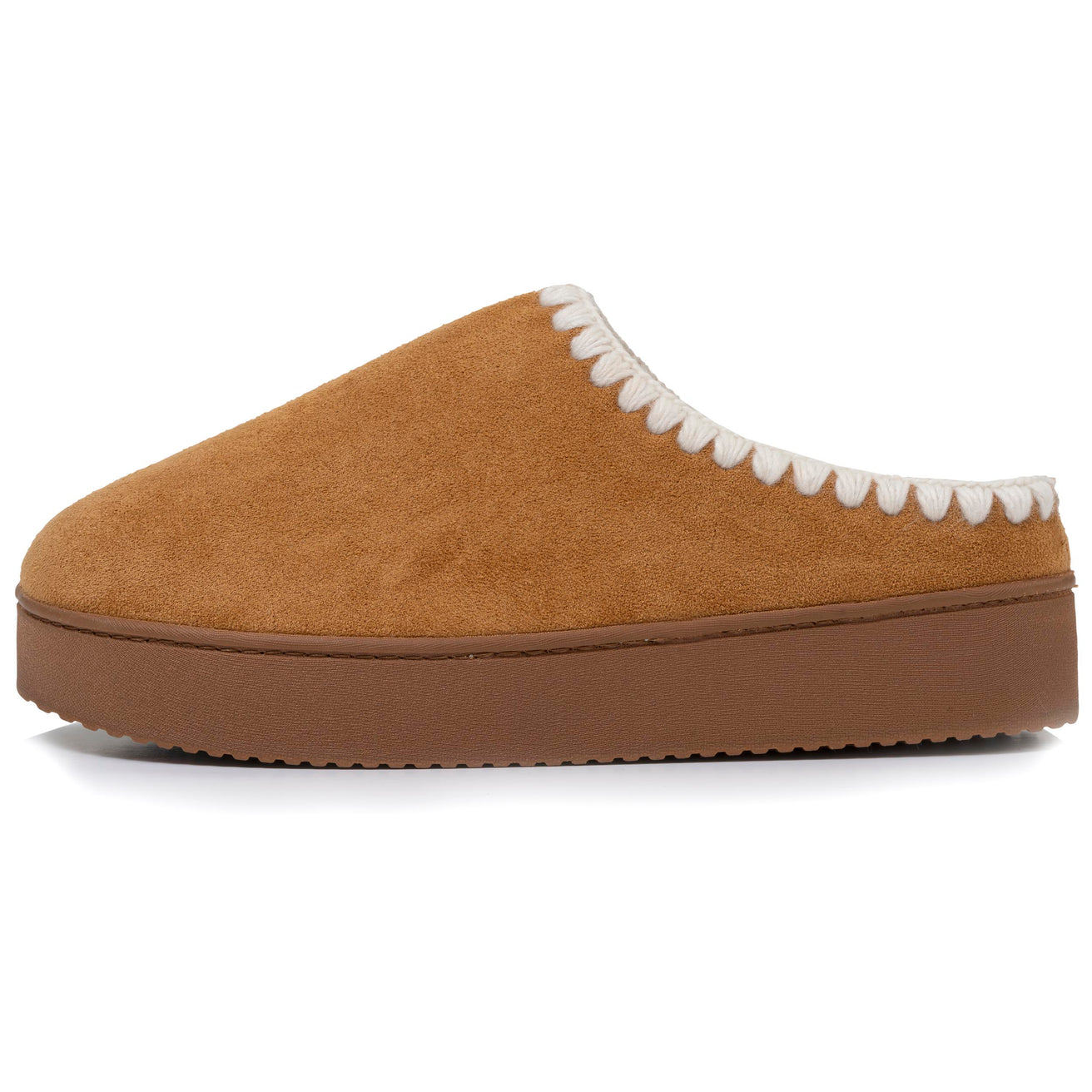 Zapatillas de casa chinelas Mujer plataforma Camel con ribete