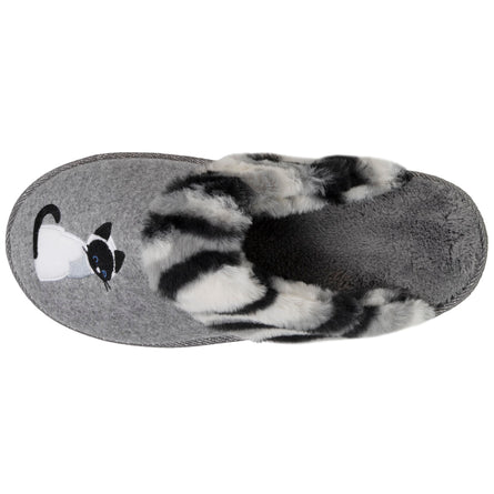 Zapatillas de casa chinelas Mujer Gato Gris - Isotoner