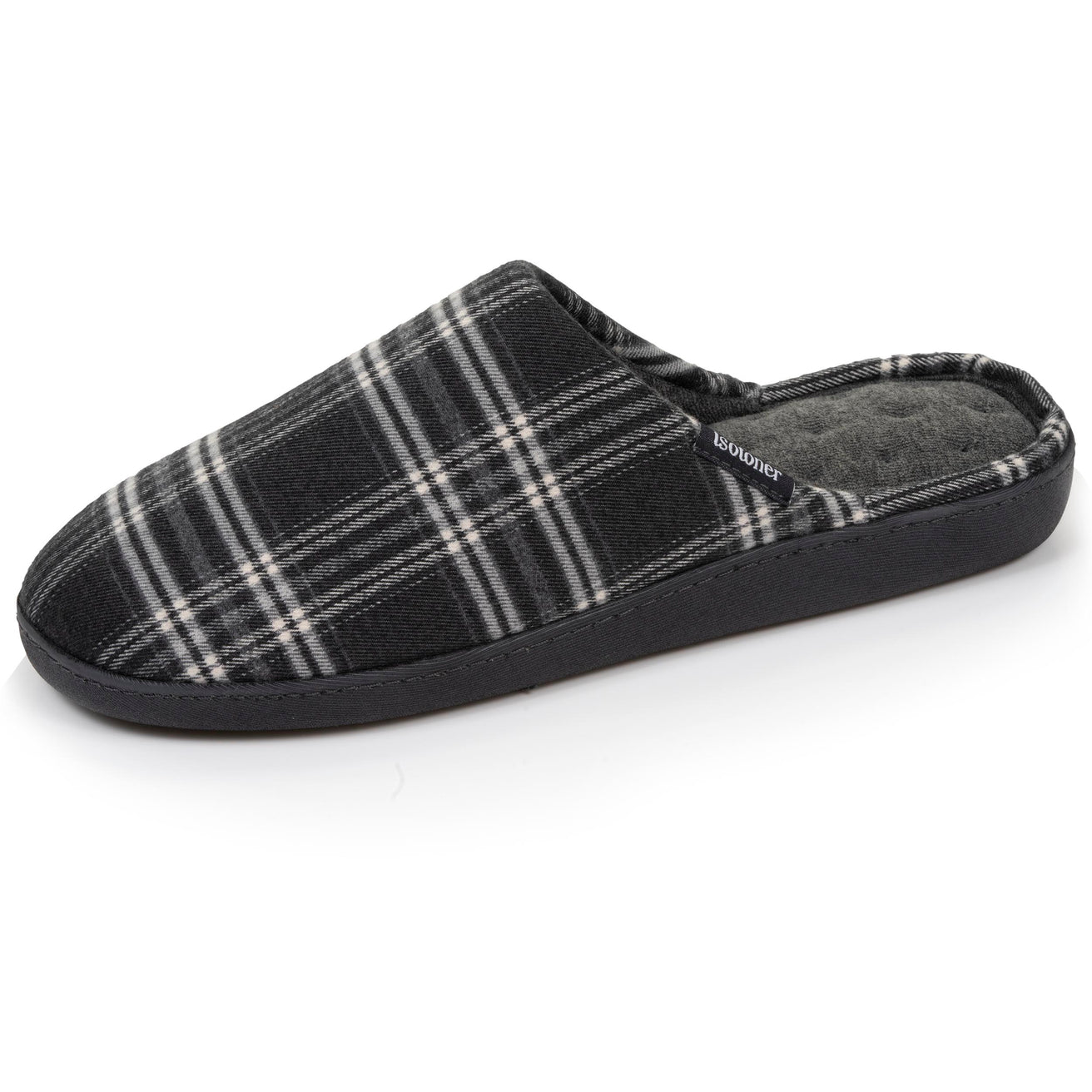 Zapatillas de casa chinelas Hombre tartán Negro/Blanco