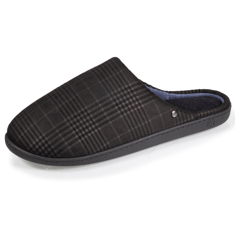 Zapatillas de casa chinelas Hombre Negro Tartán - Isotoner