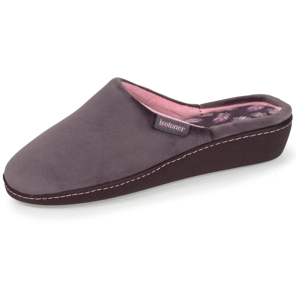 Zapatillas de casa chinelas con tacón Mujer Gris oscuro rosa - Isotoner