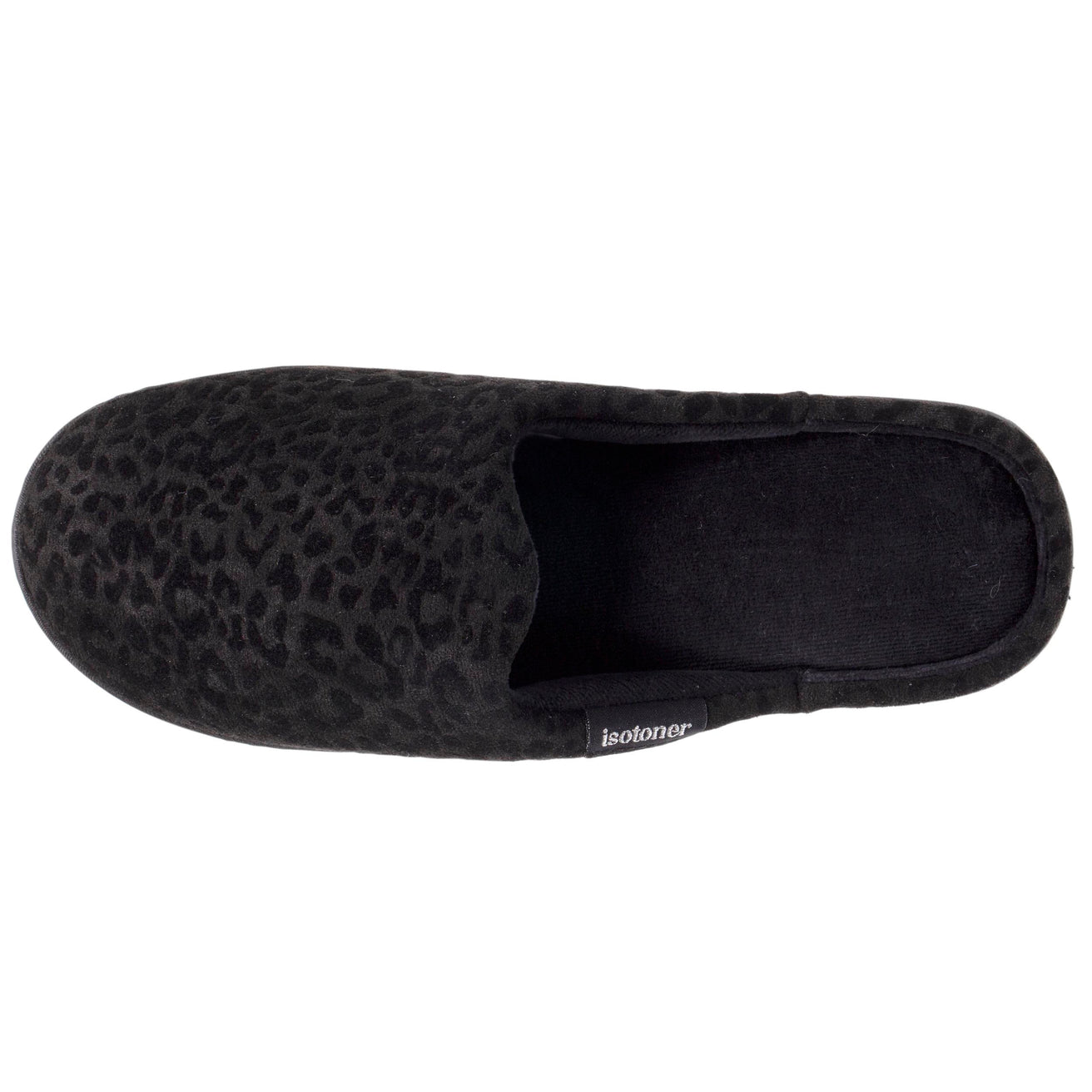 Zapatillas de casa chinelas con tacón Mujer Leopardo negro