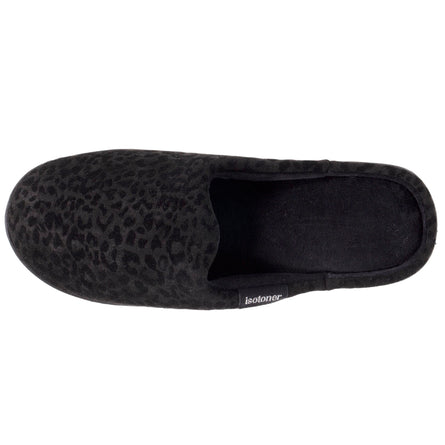 Zapatillas de casa chinelas con tacón Mujer Leopardo negro - Isotoner