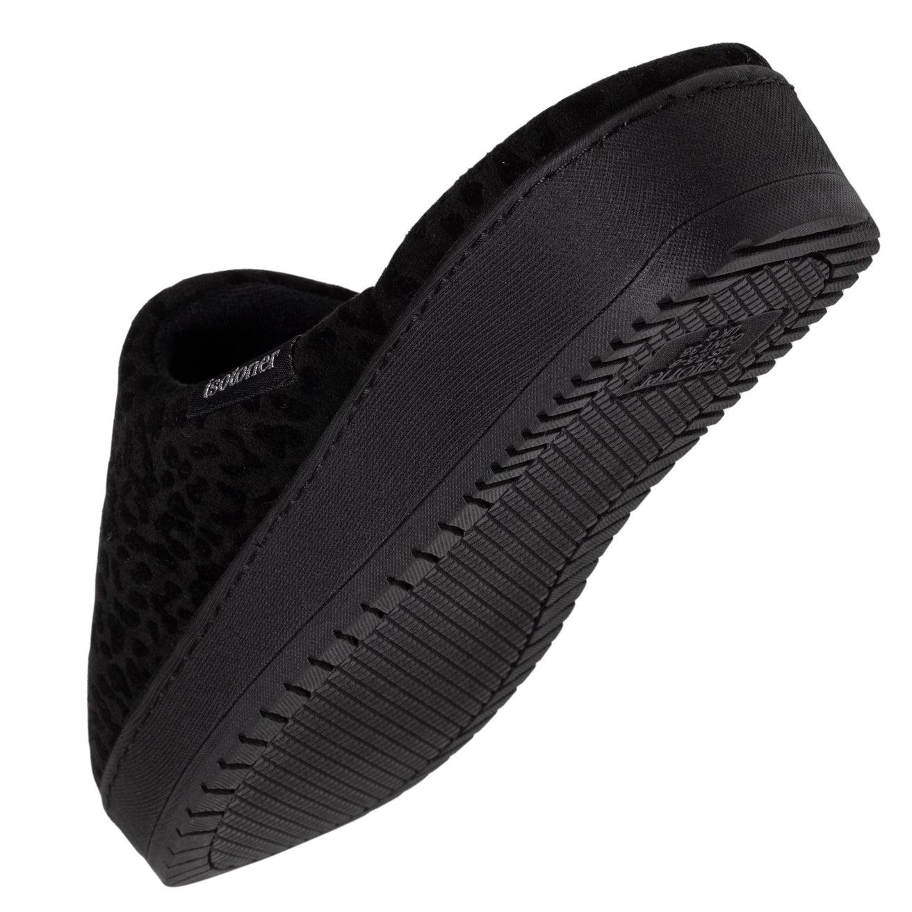 Zapatillas de casa chinelas con tacón Mujer Leopardo negro