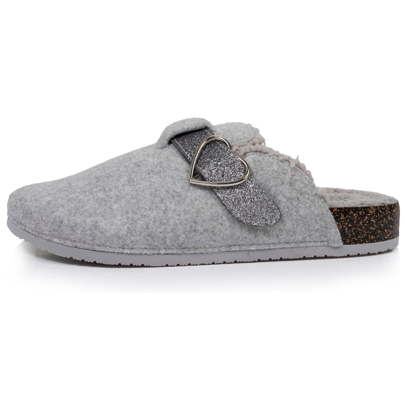 Zapatillas de casa zuecos Mujer Gris jaspeado purpurina