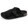 Zapatillas de casa zuecos Mujer Negro imitación de piel
