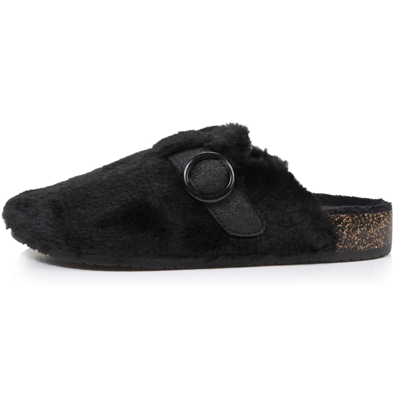 Zapatillas de casa zuecos Mujer Negro imitación de piel