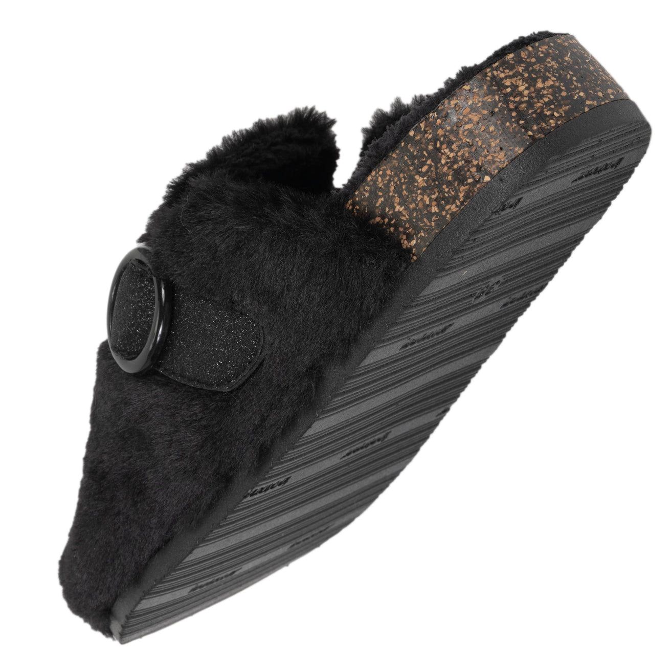Zapatillas de casa zuecos Mujer Negro imitación de piel