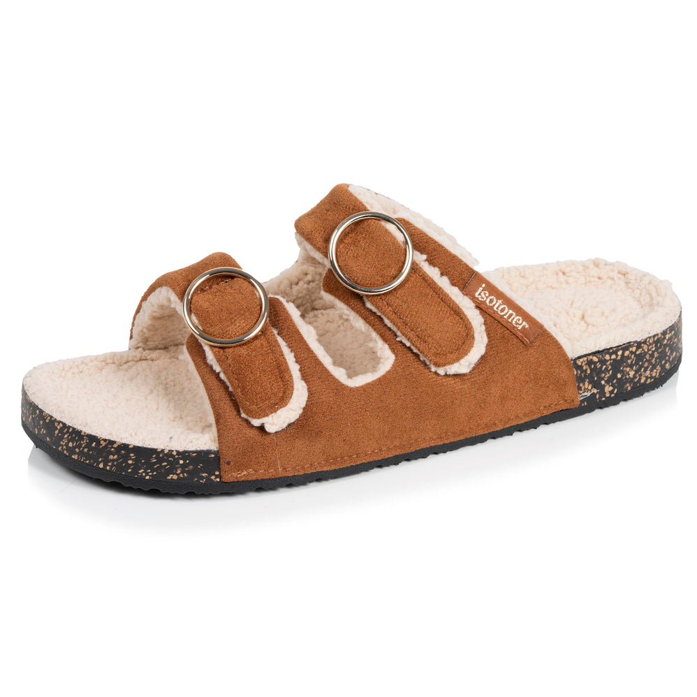 Zapatillas de casa Mujer Sandalias Sherpa Camel - Isotoner