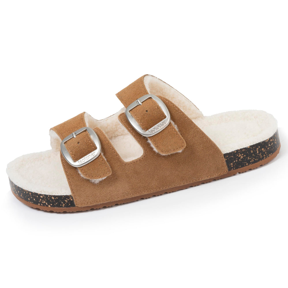 Zapatillas de casa sandalias Mujer Sherpa Camel - Isotoner