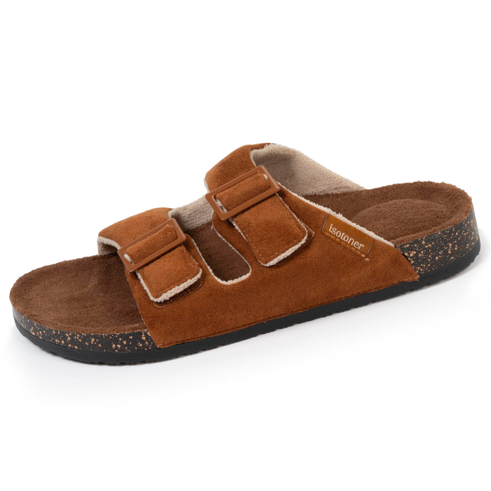 Zapatillas de casa sandalias Hombre tiras Camel - Isotoner