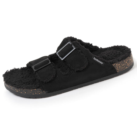 Zapatillas de casa sandalias Hombre tiras Negro - Isotoner