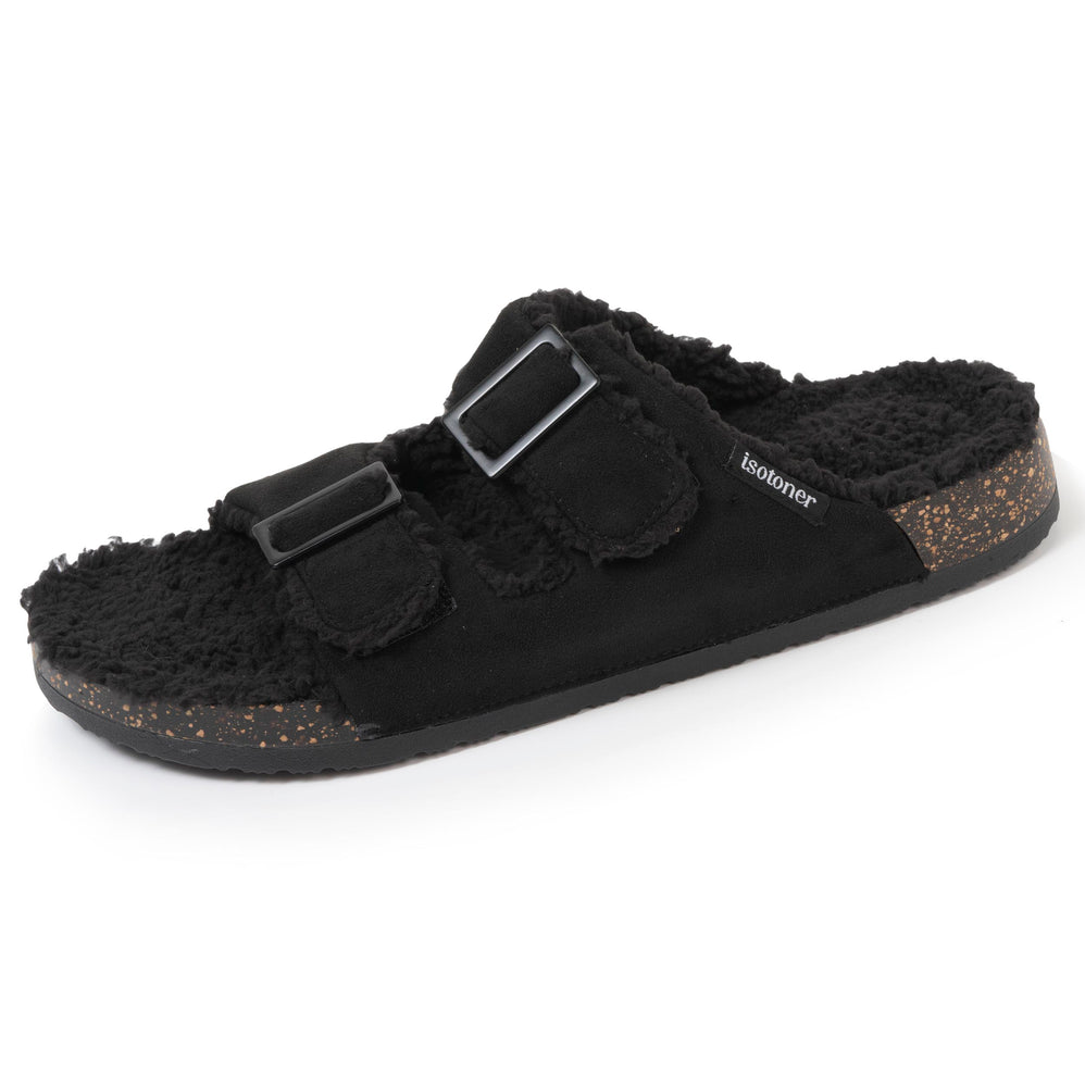 Zapatillas de casa sandalias Hombre tiras Negro - Isotoner