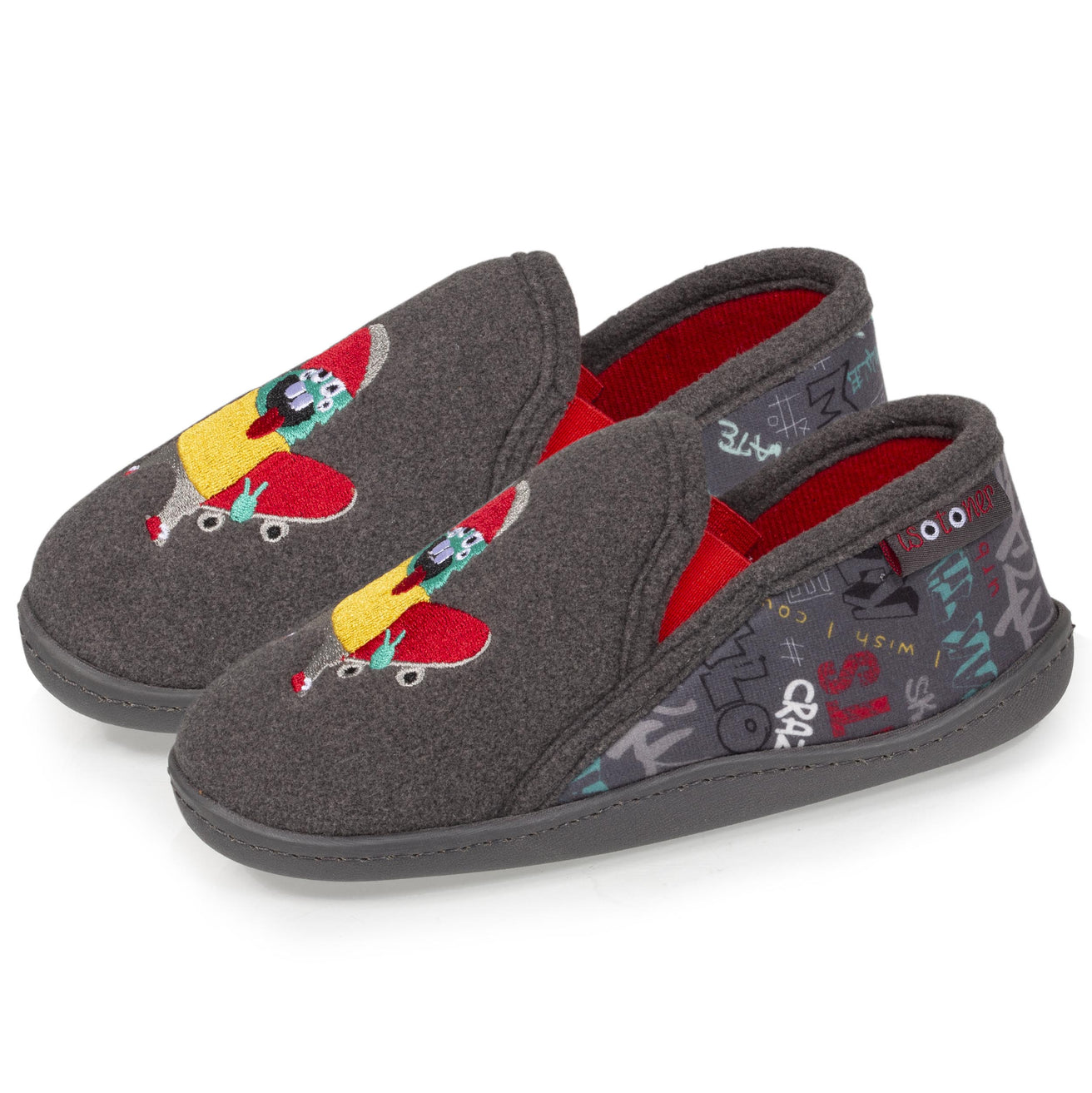 Zapatillas de casa mocasines Niños Mounstruo Gris