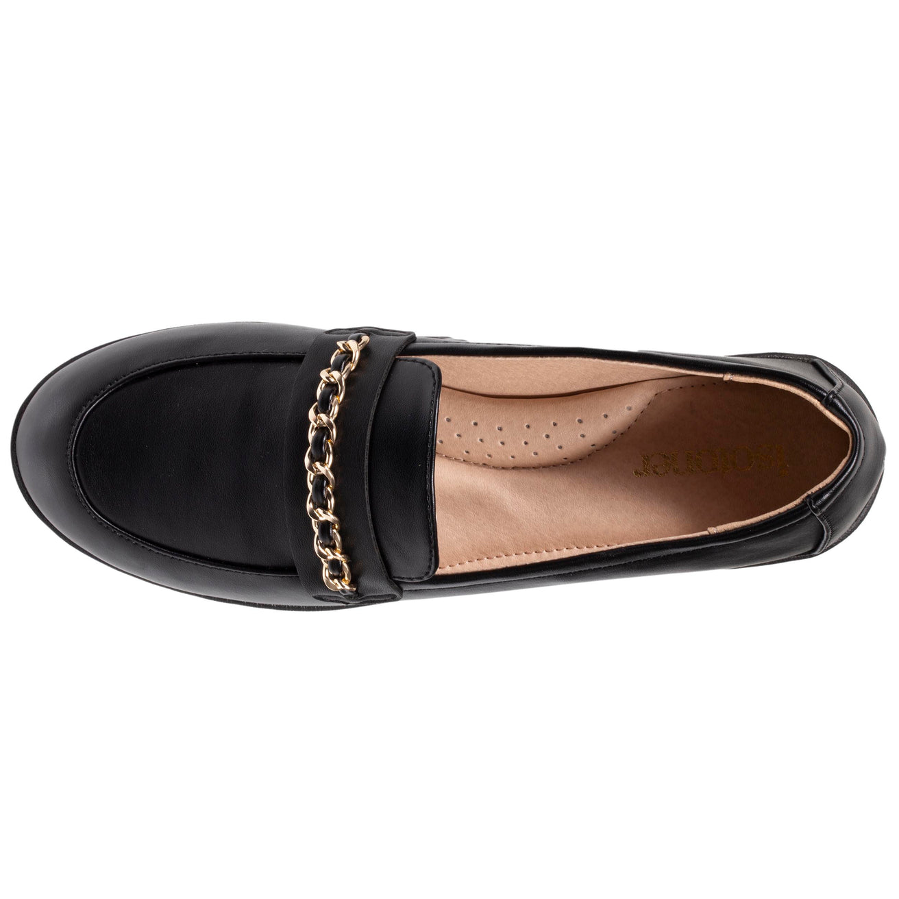 Mocasines Negro Mujer cadena dorada