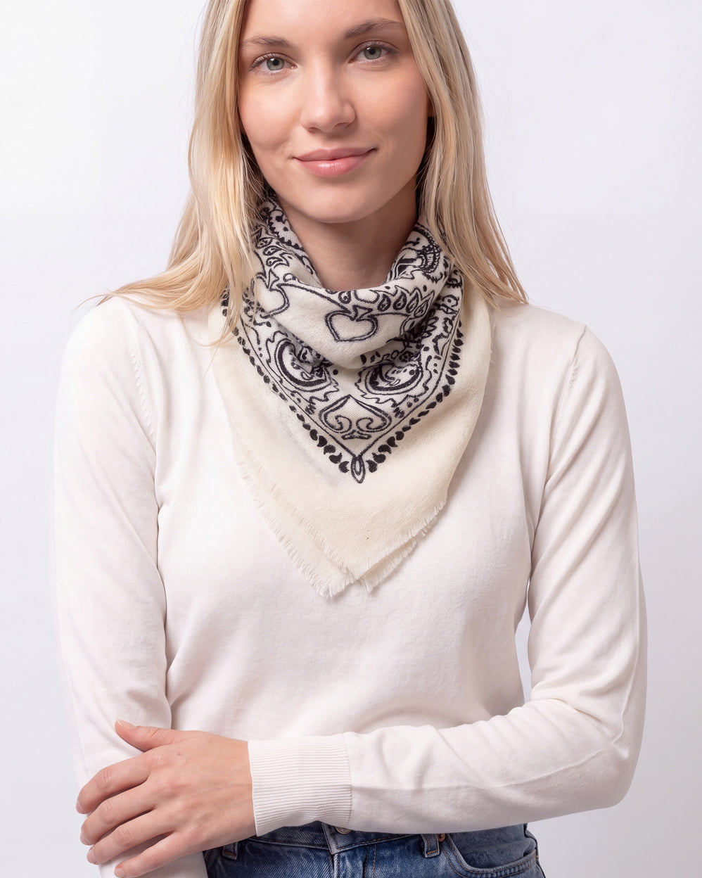 Bufanda Bandana cuadrada Mujer Malla Blanca - Isotoner
