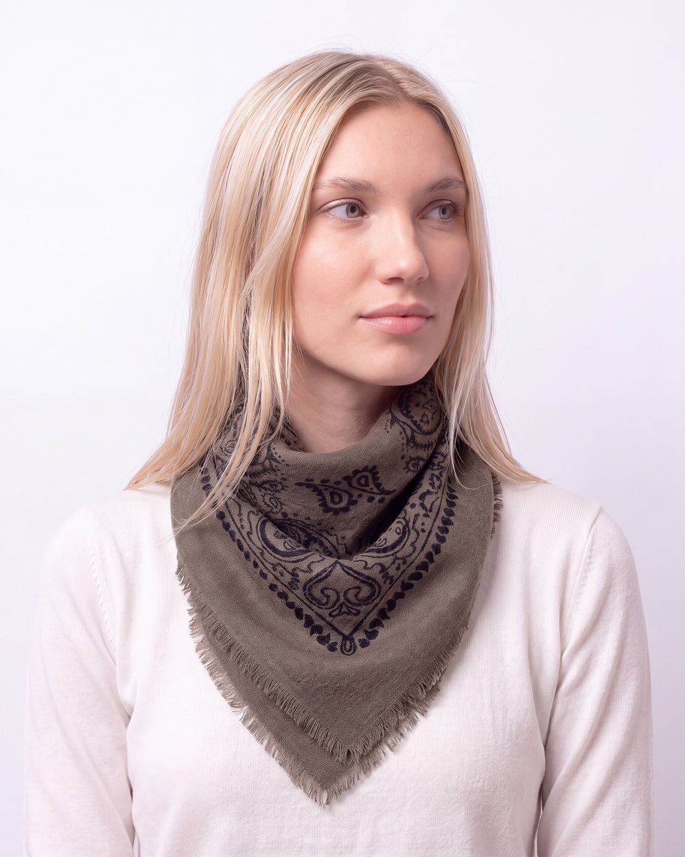 Bufanda Bandana cuadrada Mujer Malla Caqui - Isotoner