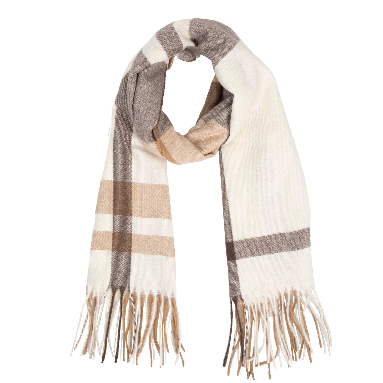 Bufanda Mujer Soft Touch Tartán Beige/Marrón