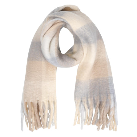 Bufanda Mujer de cuadros con flecos Beige/Gris - Isotoner