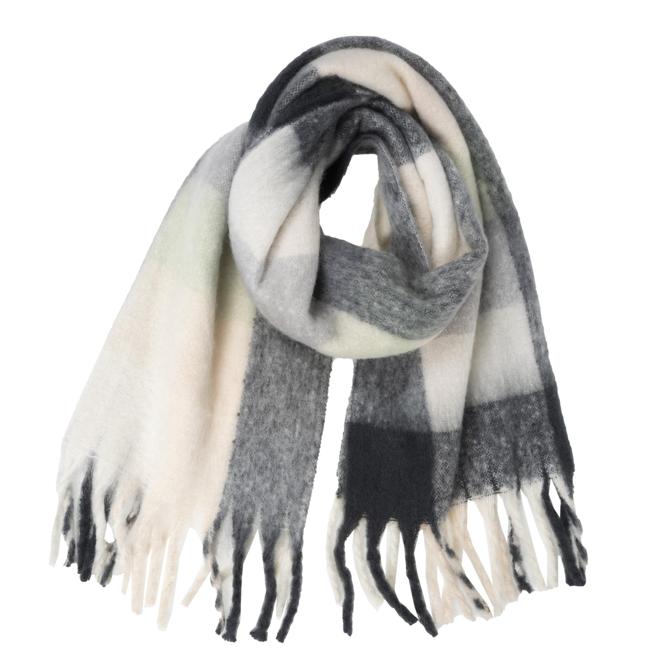 Bufanda Mujer con flecos Beige/Gris