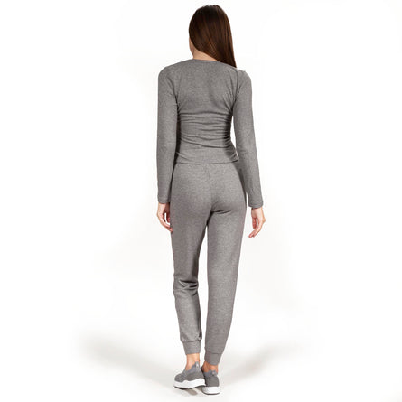 Conjunto Homewear con camiseta cruzada y pantalón jogger Gris jaspeado - Isotoner