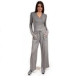Conjunto Homewear con camiseta cruzada y pantalón ancho Gris jaspeado