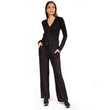 Conjunto Homewear con camiseta cruzada y pantalón ancho Negro
