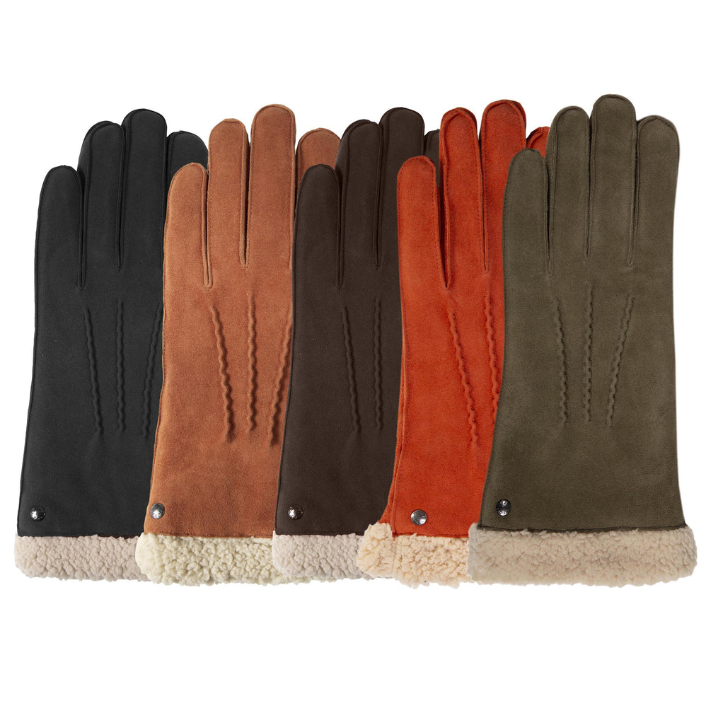 Guantes Mujer Cuero terciopelo forrados Marrón - Isotoner