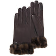 Guantes Mujer cuero bordes de piel Marrón/Leopardo