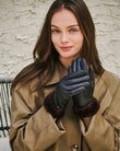 Guantes Mujer cuero bordes de piel Marrón/Leopardo