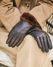 Guantes Mujer cuero bordes de piel Marrón/Leopardo