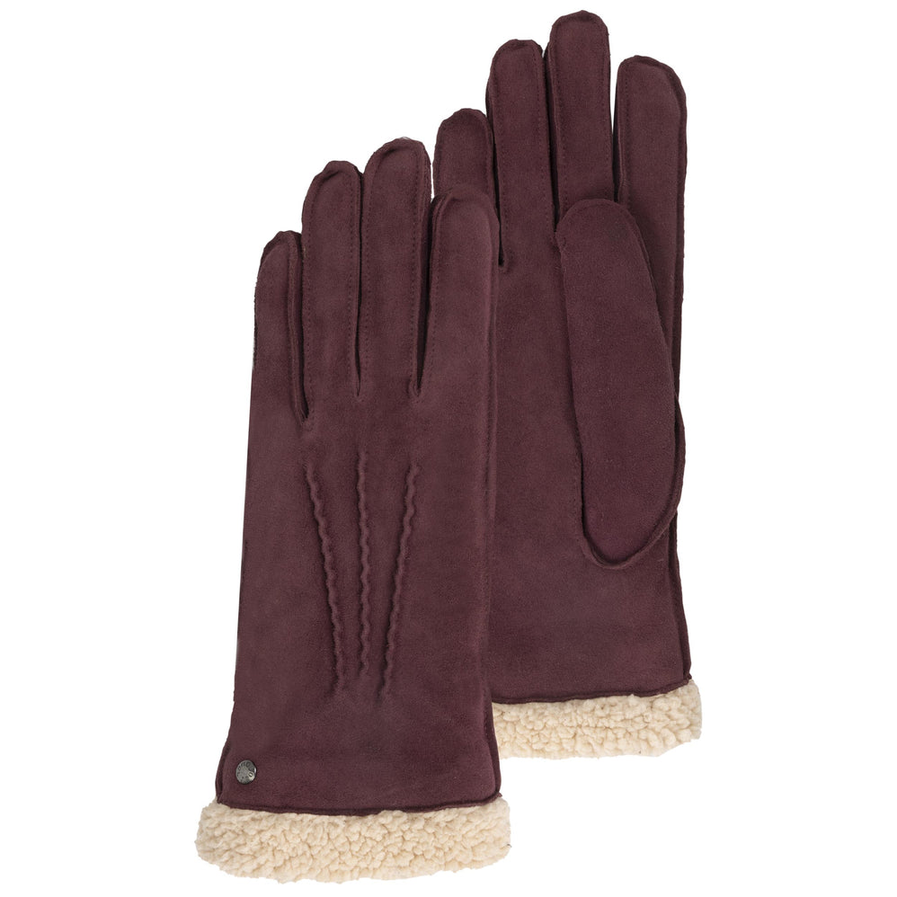 Guantes Mujer cuero ateriopelado forrados Burdeos - Isotoner