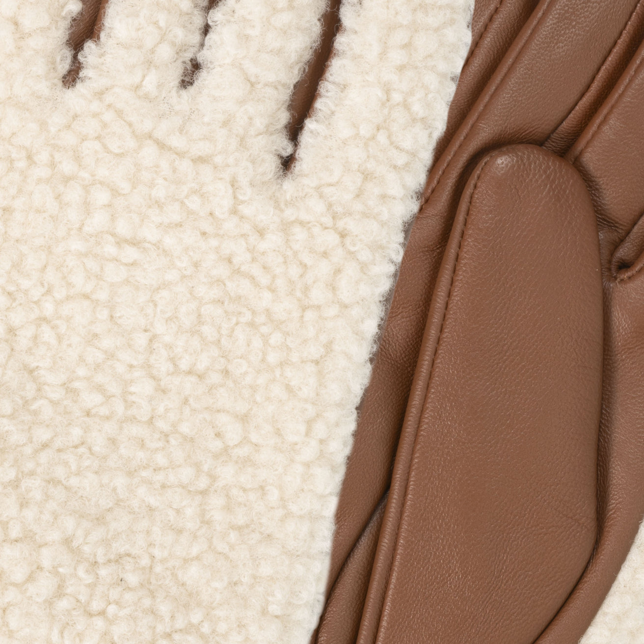 Guantes Mujer táctiles cuero cálido Sherpa/Coñac