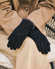 Guantes Mujer táctiles cuero terciopelo Negro