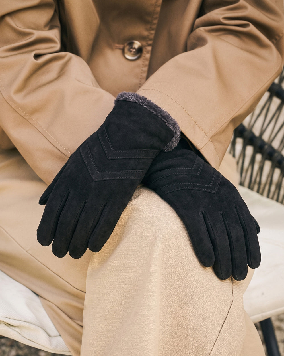 Guantes Mujer táctiles cuero terciopelo Negro - Isotoner