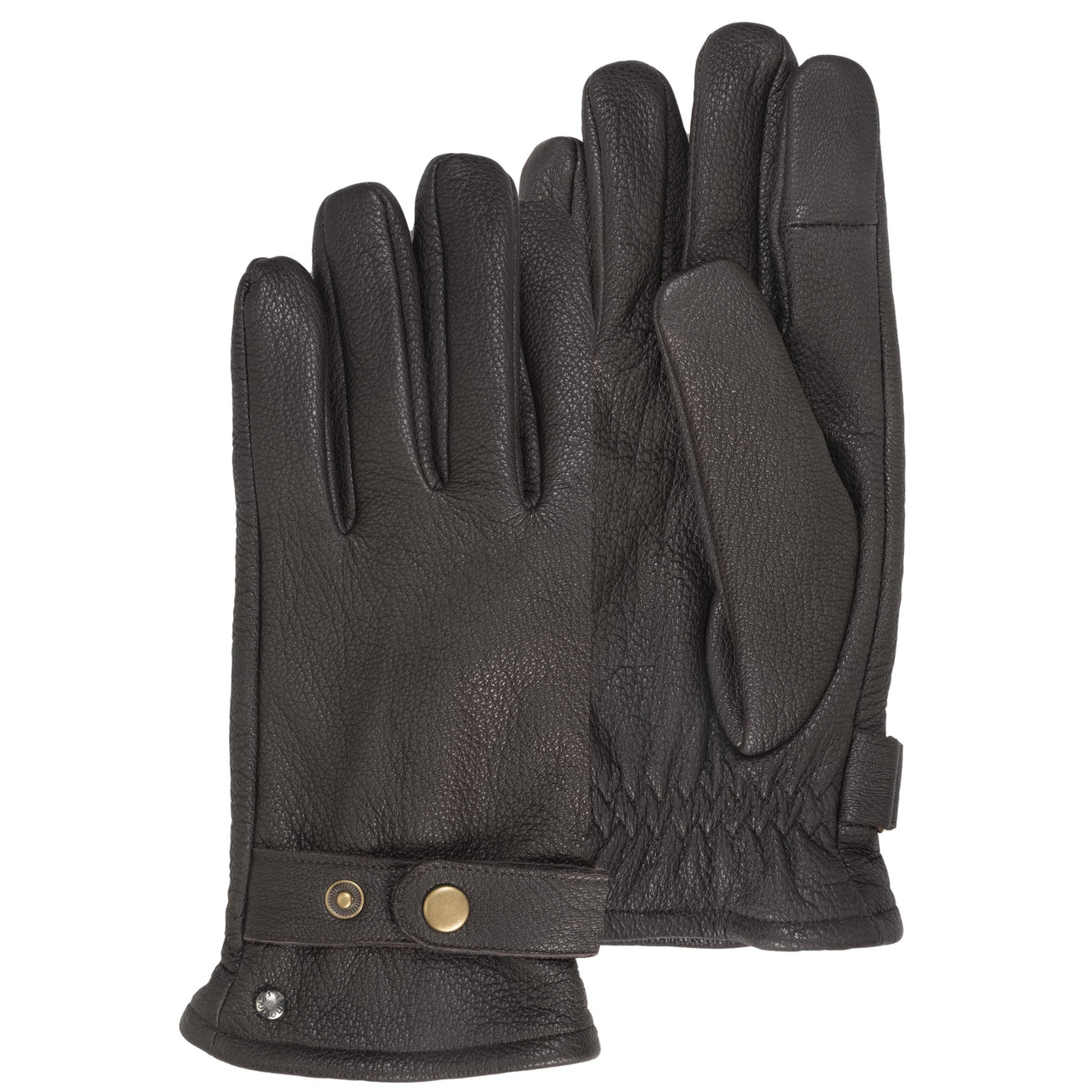 Guantes Hombre cuero Marrón lengüeta de ajuste
