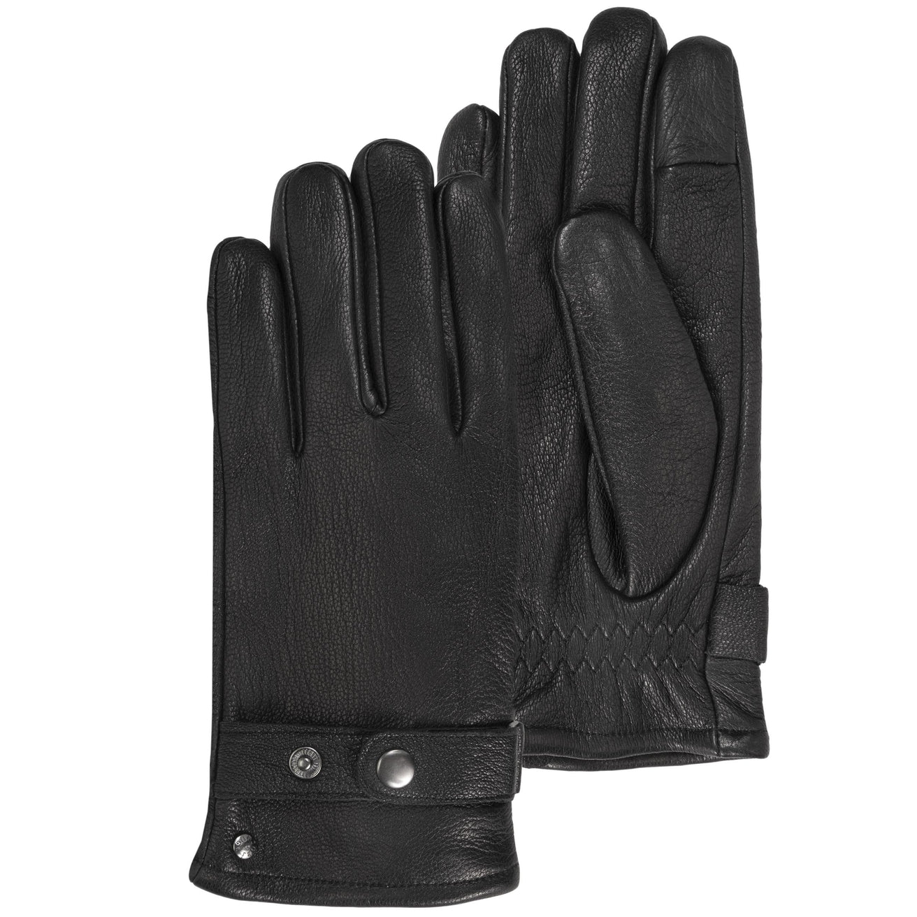 Guantes Hombre cuero Negro lengüeta de ajuste