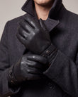Guantes Hombre cuero Negro lengüeta de ajuste