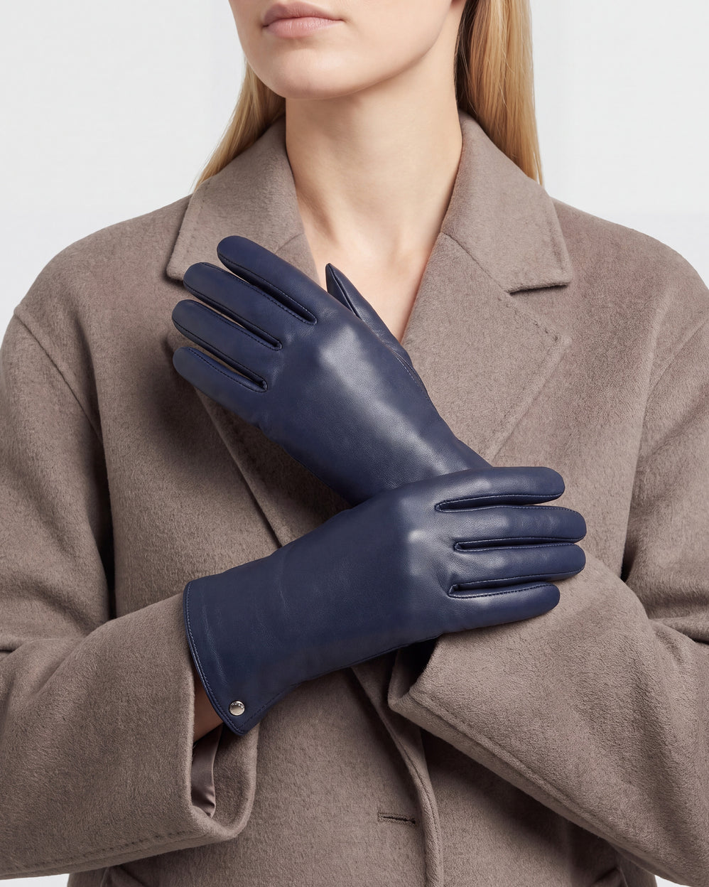 Guantes Mujer cuero forrados seda Marino - Isotoner