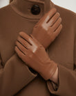 Guantes Mujer 3 costuras cuero Coñac