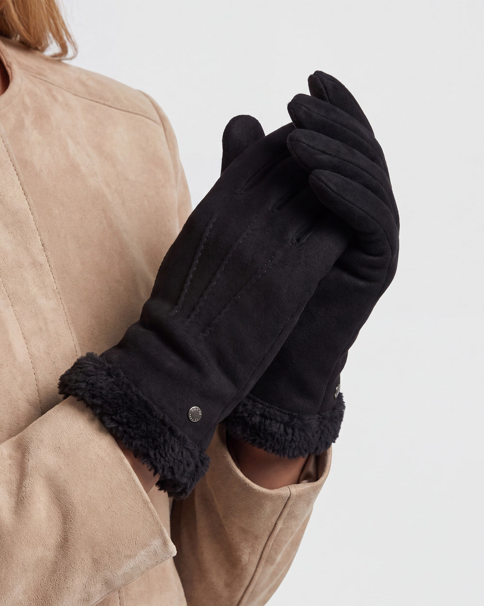 Guantes Mujer cuero terciopelo forrados Negro - Isotoner