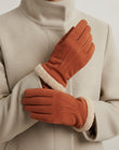 Guantes Mujer cuero ante acolchados Mandarina