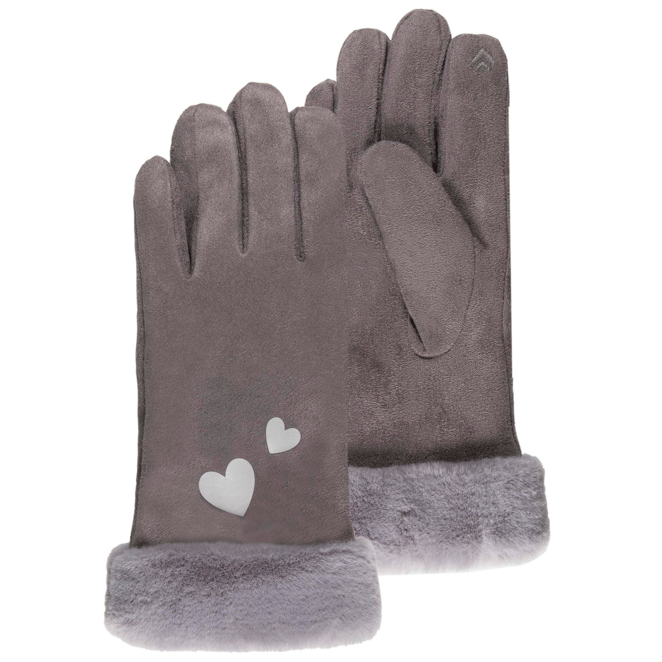 Guantes Niños 10/12 años corazones Gris
