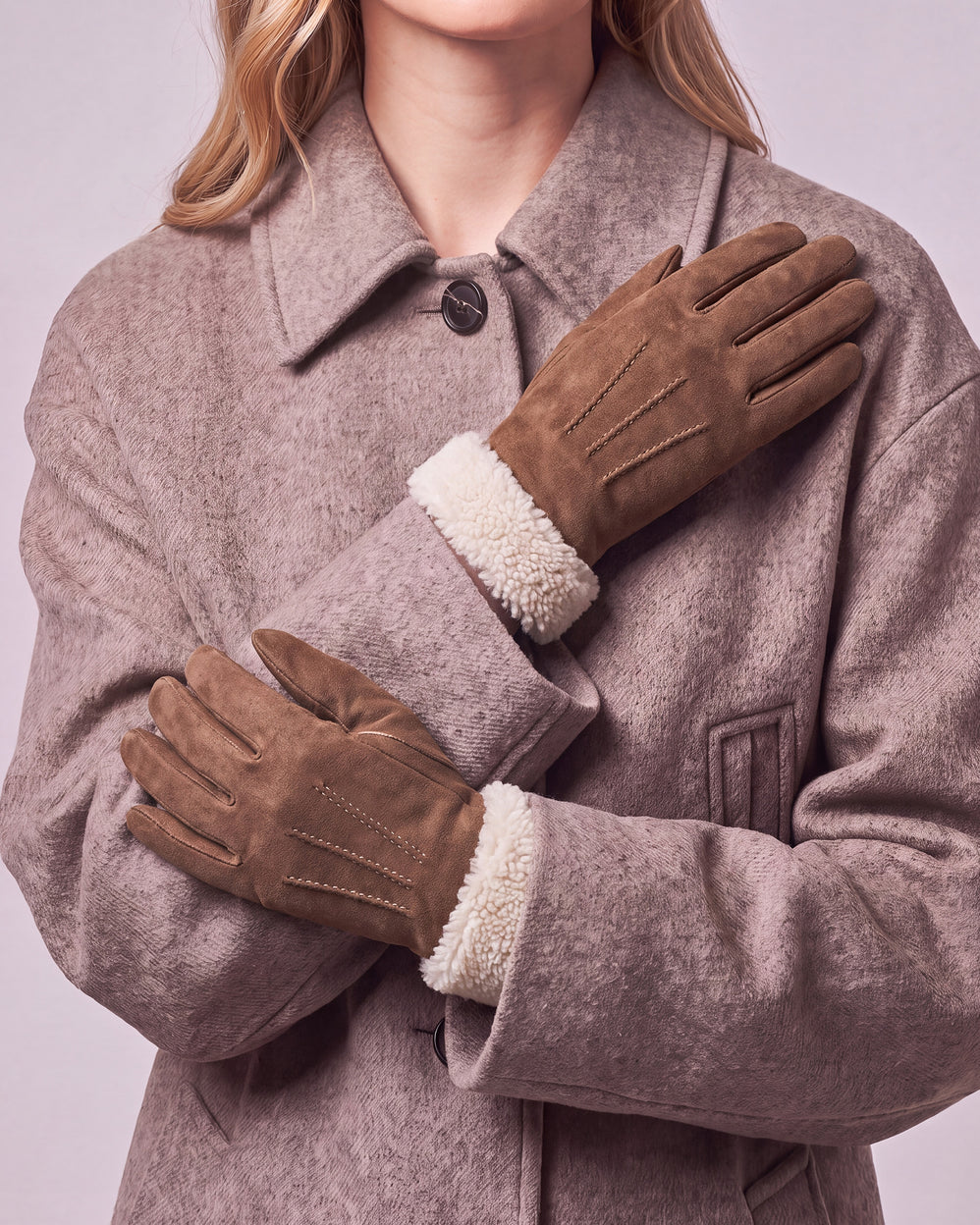 Guantes Mujer Coñac en cuero - Isotoner