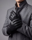 Guantes Hombre cuero Negro 3 varillas