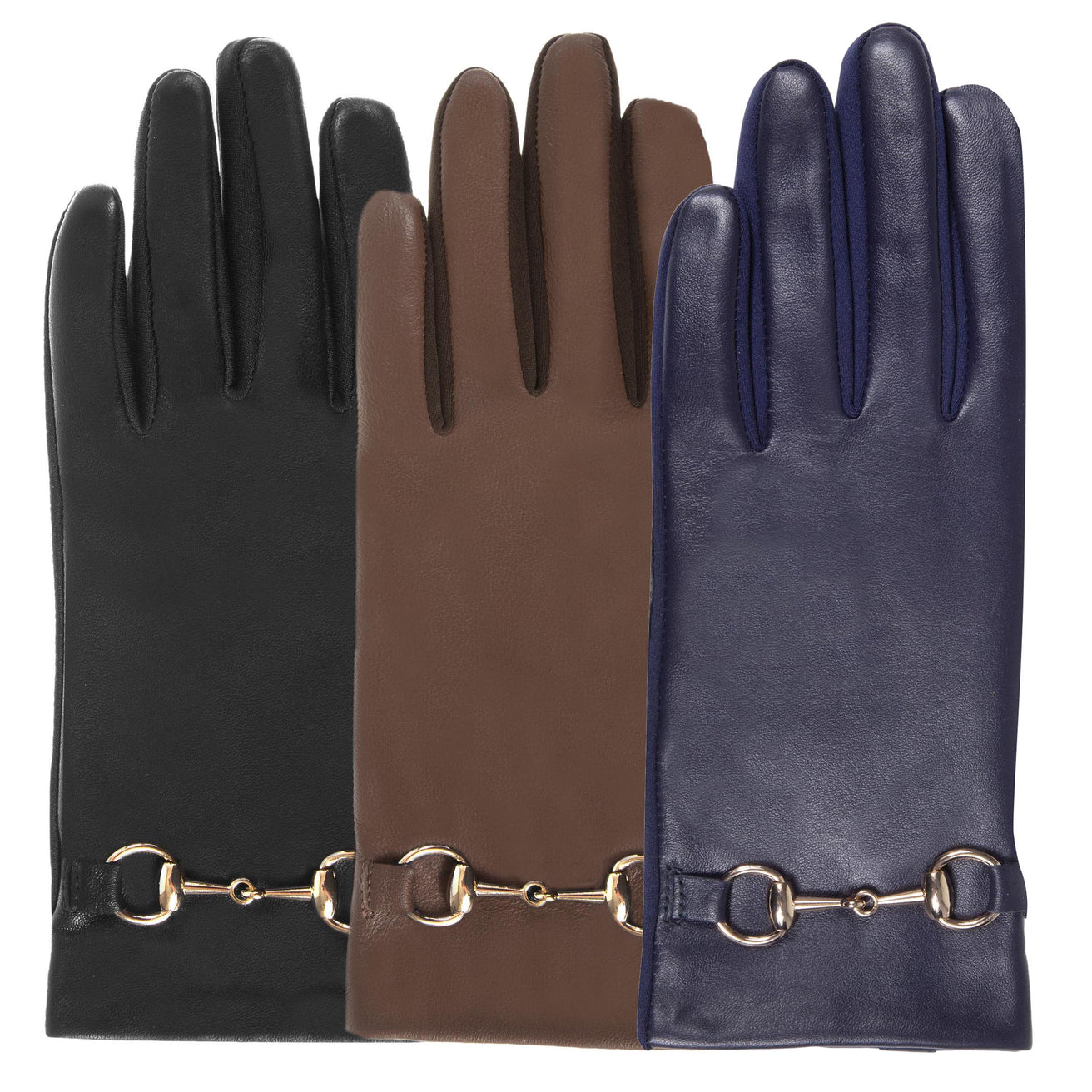 Guantes Mujer táctiles cuero de oveja Marino
