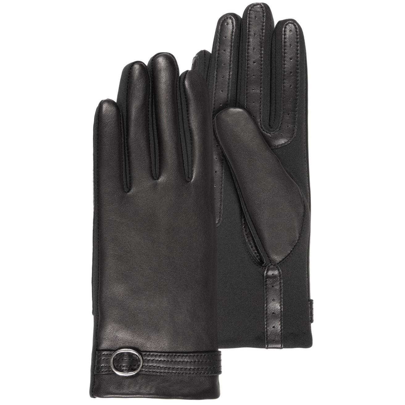 Guantes Mujer táctiles cuero de oveja Negro hebilla
