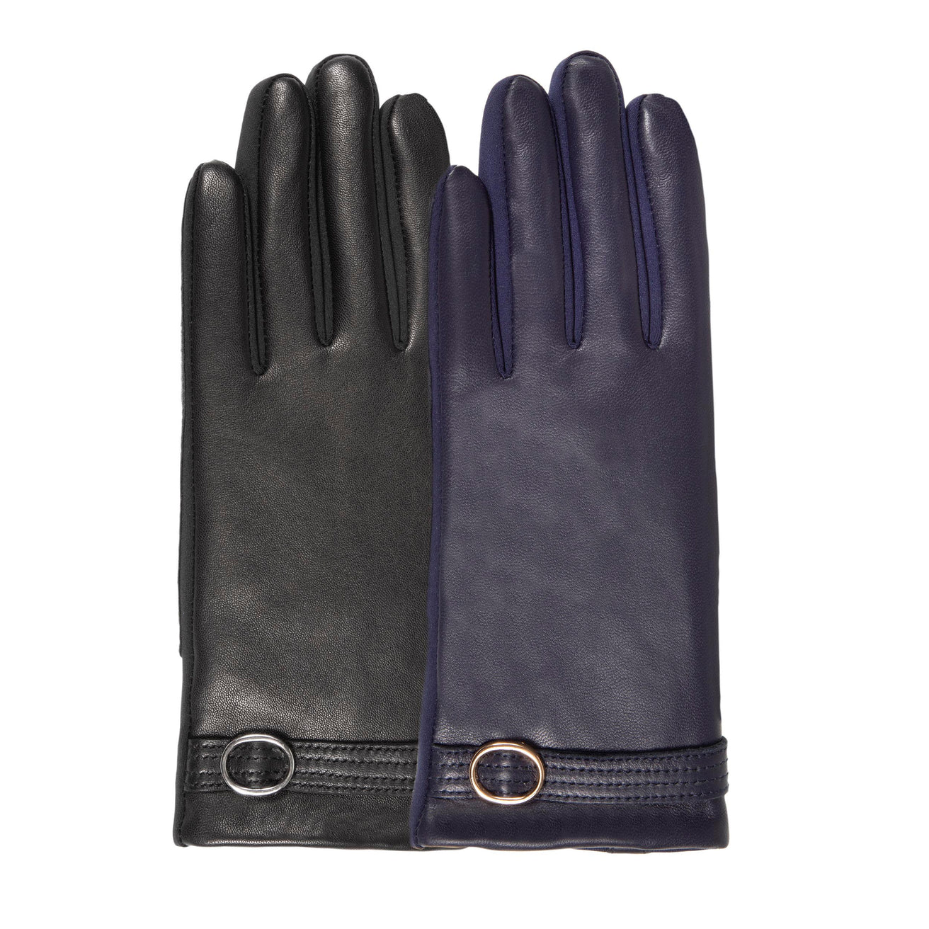 Guantes Mujer táctiles cuero de oveja Negro hebilla